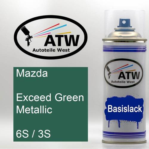 Mazda, Exceed Green Metallic, 6S / 3S: 400ml Sprühdose, von ATW Autoteile West.